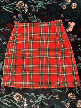 Brandy Melville Red Plaid Tartan Mini Skirt